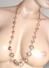 COLLANA LUNGA PERLE bianche donna oro dorata catena laccio collier elegante S5