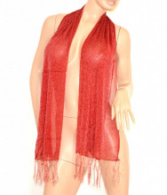 STOLA donna foulard coprispalle DA CERIMONIA elegante ROSSO brillantinato da sera shimmer velata 200P