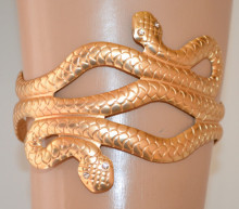 Bracciale serpente rigido donna oro dorato satinato schiava strass polsiera bracelet pulsera X38