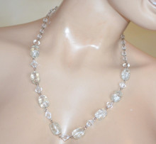 Collana donna elegante pietre bianche girocollo cristalli catenina argento collier sposa AX58