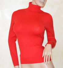 Maglietta donna collo alto rossa dolcevita manica lunga maglia maglione pull sottogiacca X11