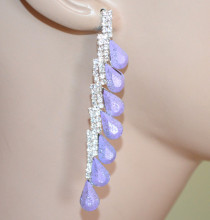 Orecchini donna argento pendenti strass pietre lilla glicine brillantini Z10
