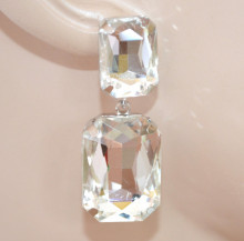 Orecchini donna cristalli TRASPARENTI pendenti argento eleganti cerimonia pendientes earrings Ohrringe CX24