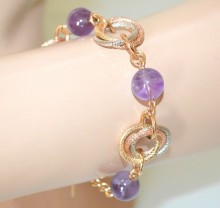 BRACCIALE donna pietre viola lilla glicine anelli oro rosa argento dorato pulsera BB68