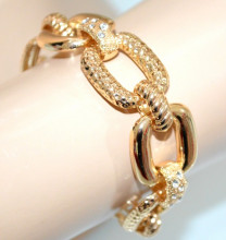 BRACCIALE oro dorato anelli donna strass catena elegante cerimonia bracelet G30
