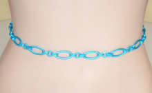 Cintura donna catena azzurra turchese gioiello anelli ovali diamantata ceinture chaîne belt C2