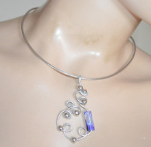 Collana argento donna ciondolo pietre agata lilla viola girocollo collier PX20