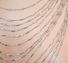 Collana lunga argento donna multi fili catena ciondoli girocollo collier elegante necklace M99