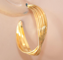 Orecchini cerchi donna oro dorati semi aperti fili ondulati bijoux créoles hoops earrings PX14