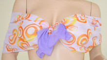 Stola donna lilla glicine viola foulard scialle coprispalle cerchi arancio scialle sciarpa velata M60