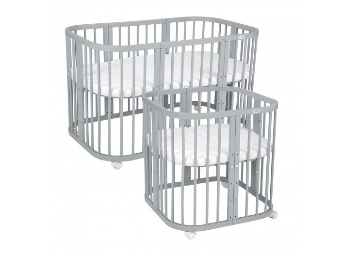 Patut Rotund Evolutiv pentru Copii, Multifunctional, 7in1, Saltele Incluse, Transformabil, Masa de Schimbat, Co-Sleeping, Tarc de Joaca, Birou, Scaune, Waldin, Gri 2 patut rotund evolutiv pentru copii multifunctional 7in1 saltele 20602 - ABStore
