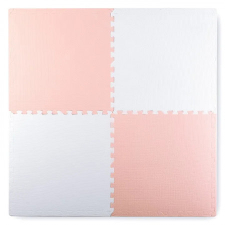 Covoras puzzle din spuma pentru copii, 120x120cm, 4 piese, Ricokids, 7504, Alb Piersica