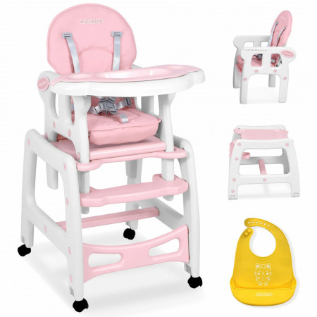 Scaun de masa 5 in 1, balansoar, hranire, joaca, scaun cu masa, Ricokids, Sinco, roz