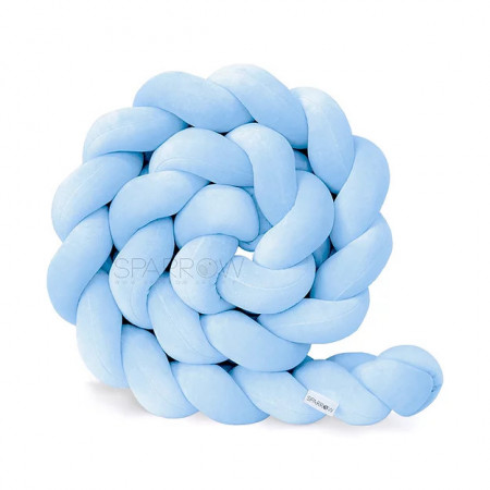 Sparrow - Protectie impletita pentru patut Velvet Light Blue , 340 cm, Full 120 x 60 cm