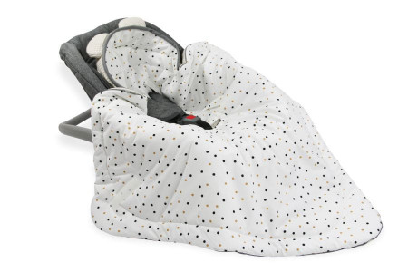 Tiny Star - Husa Pentru Scaun Auto Sweet Confetti & Beige, Paturica De Infasat, Cocon, Fixata Cu Sistem Velcro