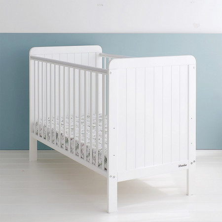 Patut Bebe Din Lemn Masiv Woodies Country Alb , 120cm x 60