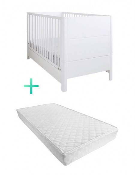 Set Woodies - Patut din lemn masiv 140x70 Transformabil pentru Bebe si Junior Smooth si Saltea copii MyKids Cocos Confort II 140x70x10 (c