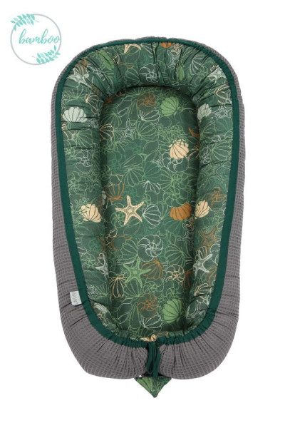 Tiny Star - Babynest Bambus Shells &Graphite, Cuib Pentru Bebelusi, Ajustabil, Portabil, Reductor