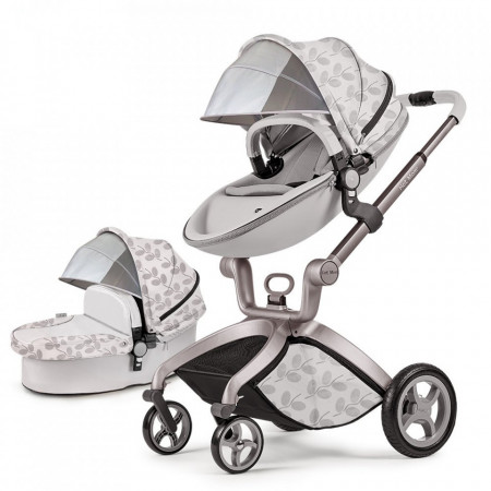 Carucior Copii Hot Mom Premium 2 in 1 Grey Leaves, varsta intre 0 si 36 de luni, elegant si confortabil