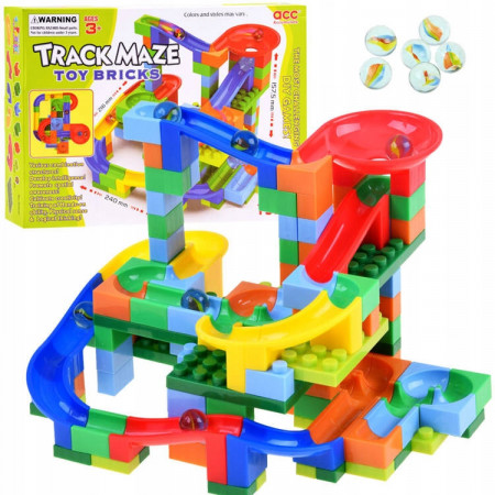 Set de contruit interactiv, Pista pentru bile, 24 x 21,6 x 15,7 cm, 152 de elemente, Jokomisiada, ZA3228