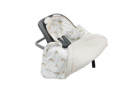 Paturica pentru Infasat Bebe in Scaun Auto, 91 x 91 cm, Fixata Cu Sistem Velcro, Tiny Star, Sweet Rainbow