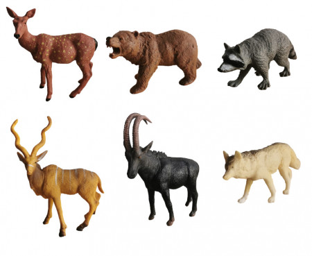 Set Figurine Animale salbatice romanesti din padure , 6 piese, multicolor