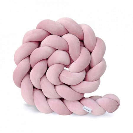 Sparrow - Protectie impletita pentru patut Velvet Dirty Pink, 340 cm, Full 120 x 60 cm
