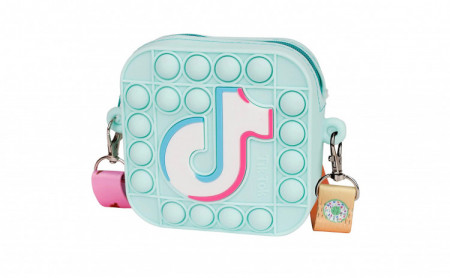 Jucarie senzoriala 4 in1, Fidget Toys, Geanta cu bule Pop It pentru copii, TikTok , Turcoaz