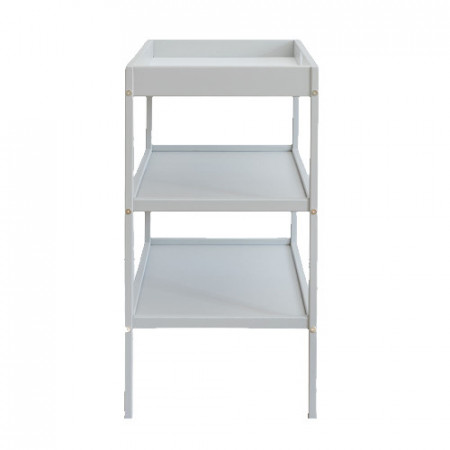Woodies Changer Grey - Masa de Schimbat Pentru Bebelusi Lemn Masiv, 76cm x 44cm x 86 cm, Cu 2 Rafturi De Depozitare Inalte