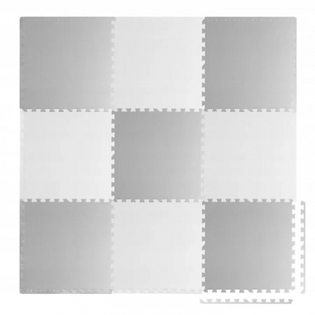 Covoras puzzle din spuma pentru copii, 180x180cm, 9 piese, Ricokids, Alb, Gri