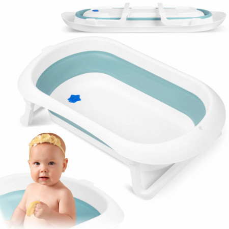 Ricokids - Cadita pliabila pentru bebelusi, cu Senzor de temperatura, Albastra