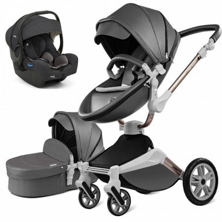 Set 3 in 1 - Carucior Hot Mom 360 Dark Grey 2 in 1 + Scoica auto Joie i-Size i-Gemm 2 Shale