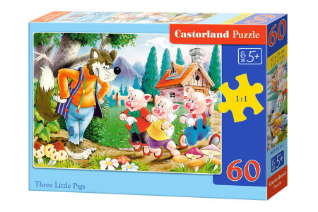 Puzzle pentru copii, Cei trei purcelusi, 60 de piese