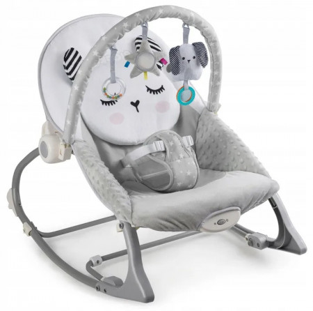 Balansoar pentru copii, cu vibratii, 2 trepte de inclinare, bara de jucarii, Ricokids, Gri, 7323