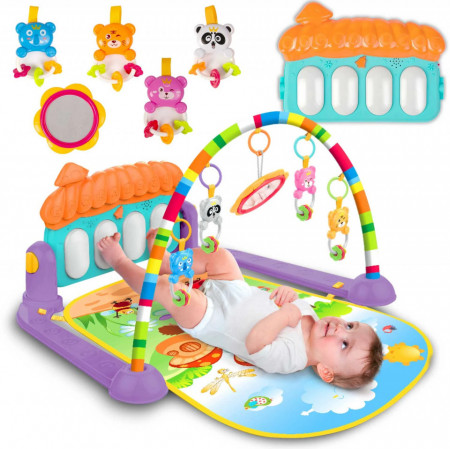 Covoras educational pentru copii, XXL, 3in1, interactiv, cu pian multifunctional detasabil, Ricokids, 7315