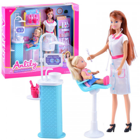 Set papusa Anily doctor si fetita la cabinetul stomatologic, accesorii incluse