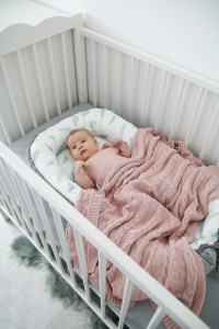 Babynest pentru copii, 80 x 50 cm, ajustabil, portabil, reductor patut, Tiny Star Grey & Plumes