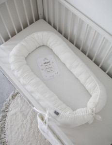 Babynest pentru copii, 80 x 50 cm, ajustabil, portabil, reductor patut, Tiny Star, Creme