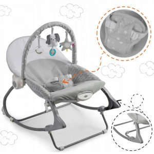 Balansoar pentru copii, cu vibratii, 2 trepte de inclinare, bara de jucarii, Ricokids, Gri, 7323