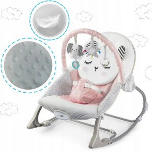 Balansoar pentru copii, cu vibratii, 2 trepte de inclinare, bara de jucarii, Ricokids, Roz
