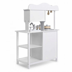 Bucatarie din lemn pentru copii 60 x 30 x 85 cm, aragaz, chiuveta, cuptor cu micround, vase, ustensile, Ricokids, RC-835