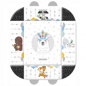 Covoras educational pentru copii, interactiv, multifunctional, cu oglinda, 110 x 100 cm, Ricokids, Boho