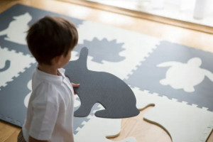 Covoras puzzle din spuma pentru copii, 120x120cm, 6 piese, Ricokids, Animale