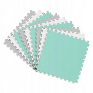 Covoras puzzle din spuma pentru copii, 180x180cm, 9 piese, Ricokids, 7504, Gri Menta