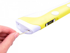 Creion 3D Magic de colorat in spatiu, insertie colorata 6 m, incarcare USB, Galben