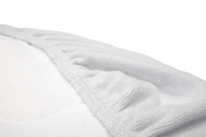 Husa de frotir cu elastic pentru salteaua de landou 35x75 cm alba