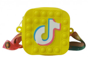 Jucarie senzoriala 4 in1, Fidget Toys, Geanta cu bule Pop It pentru copii, TikTok, Galbena