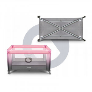 Lionelo - Patut pliant pentru copii, cu un nivel Stefi, Cu intrare laterala cu fermoar, 2 roti, 120x60 cm, Roz Ombre