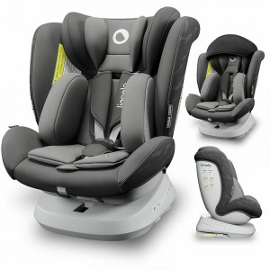 Lionelo - Scaun auto pentru copii Bastiaan One Pozitie de somn, Protectie laterala, Rotire 360 grade, Top Tether, 0-36 Kg, cu Isofix, Gri