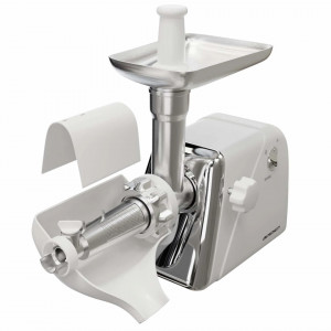 Masina electrica profesionala de tocat carne, Berdsen, 1200W, 1.2 kg/min, accesorii pentru tocat si feliat, BM600, Alba, 30 x 16 x 34 cm